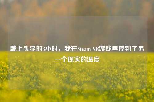 戴上头显的3小时，我在Steam VR游戏里摸到了另一个现实的温度