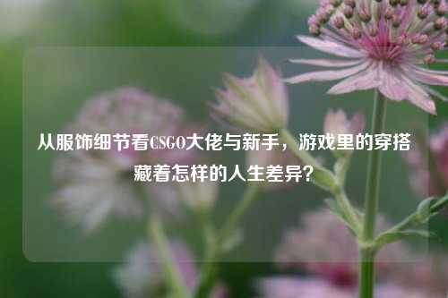 从服饰细节看CSGO大佬与新手，游戏里的穿搭藏着怎样的人生差异？