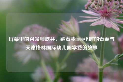屏幕里的召唤师峡谷，藏着我3000小时的青春与天津格林国际幼儿园学费的故事