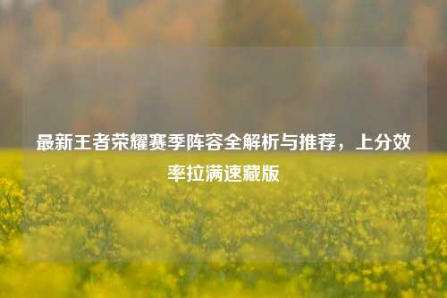 最新王者荣耀赛季阵容全解析与推荐，上分效率拉满速藏版