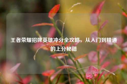 王者荣耀招牌英雄冲分全攻略，从入门到精通的上分秘籍