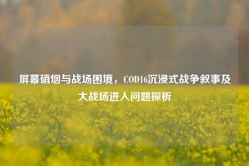 屏幕硝烟与战场困境，COD16沉浸式战争叙事及大战场进入问题探析