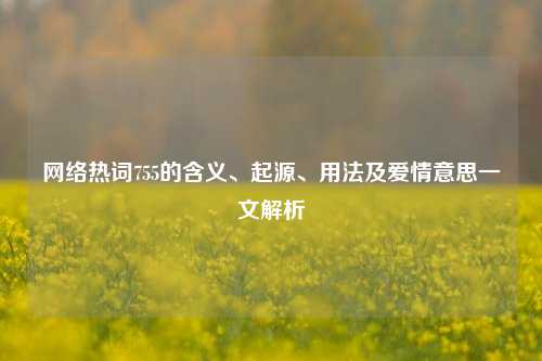 网络热词755的含义、起源、用法及爱情意思一文解析