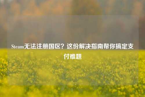 Steam无法注册国区？这份解决指南帮你搞定支付难题