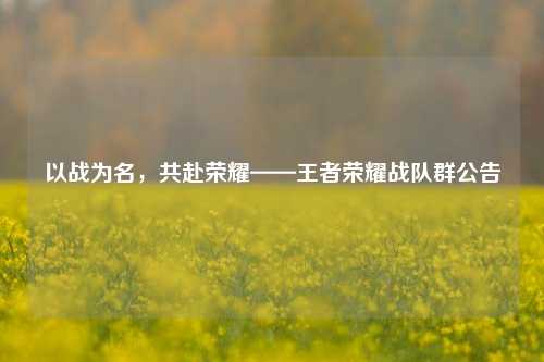 以战为名，共赴荣耀——王者荣耀战队群公告