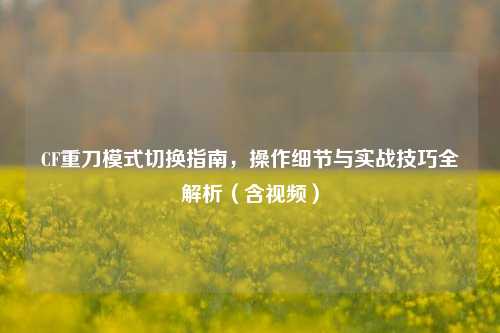 CF重刀模式切换指南，操作细节与实战技巧全解析（含视频）